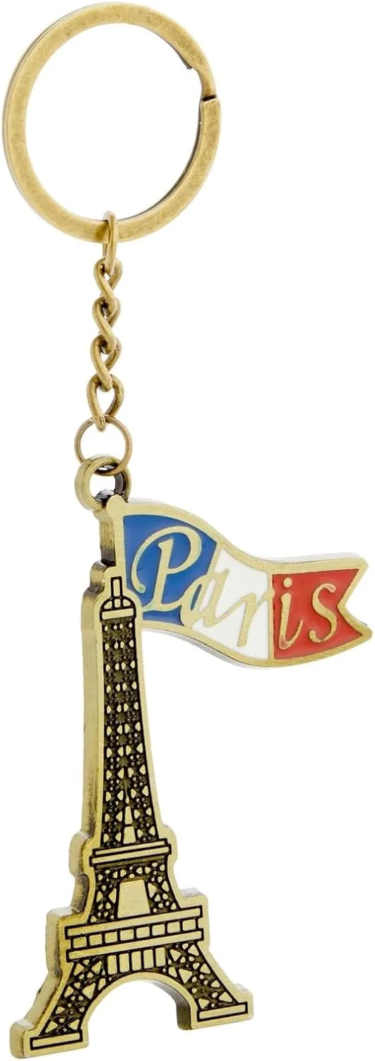 Juvale 6 Pack Paris Keychain, France Souvenir Gift, Eiffel Tower, French Flag, and Arc de Triomphe Metal Key Rings, Ideal Paris Souvenirs from France, Silver/Bronze - Image 9