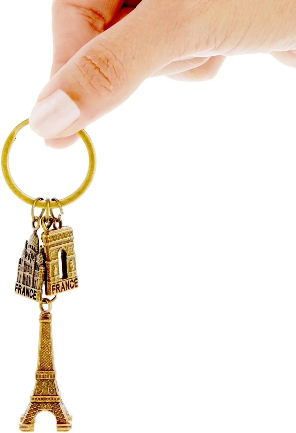 Juvale 6 Pack Paris Keychain, France Souvenir Gift, Eiffel Tower, French Flag, and Arc de Triomphe Metal Key Rings, Ideal Paris Souvenirs from France, Silver/Bronze - Image 7