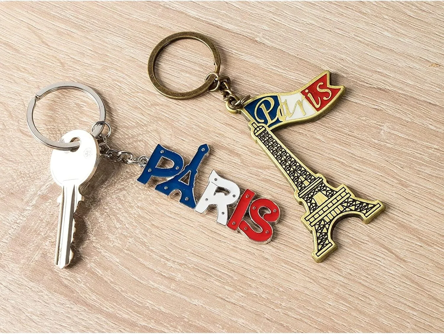 Juvale 6 Pack Paris Keychain, France Souvenir Gift, Eiffel Tower, French Flag, and Arc de Triomphe Metal Key Rings, Ideal Paris Souvenirs from France, Silver/Bronze - Image 3